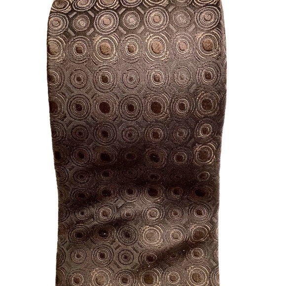 2/$30 VINTAGE Italian Brown Geometric Woven Silk Tie - Picture 1 of 7